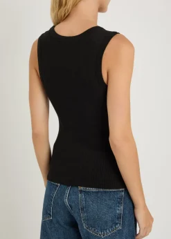 Poppy ribbed cotton-blend tank
