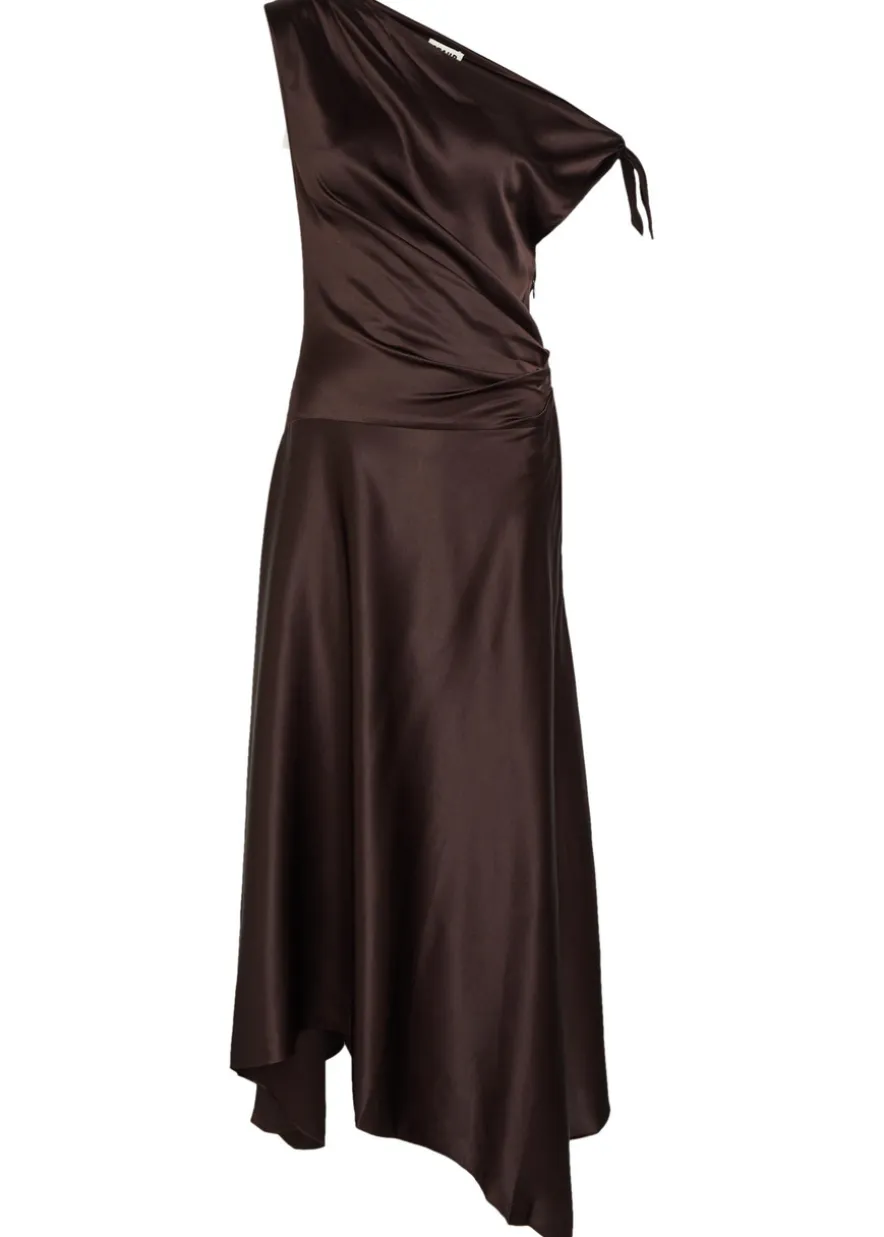 Portia asymmetric stretch-silk midi dress