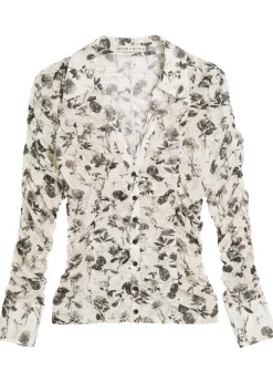 Portia Forest ruched mesh shirt