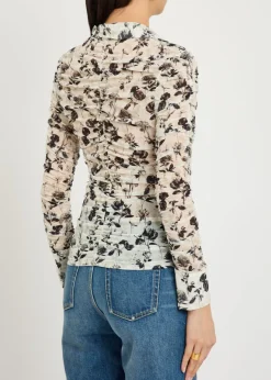 Portia Forest ruched mesh shirt