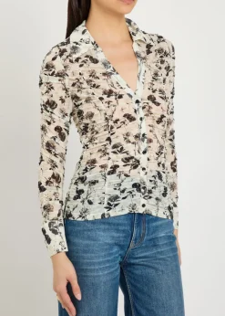 Portia Forest ruched mesh shirt