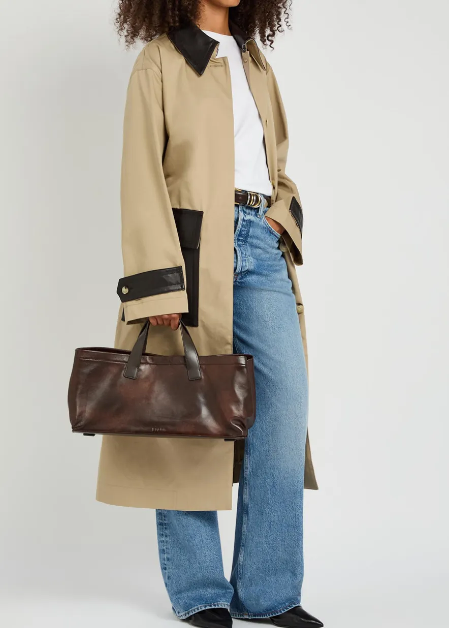Port leather tote