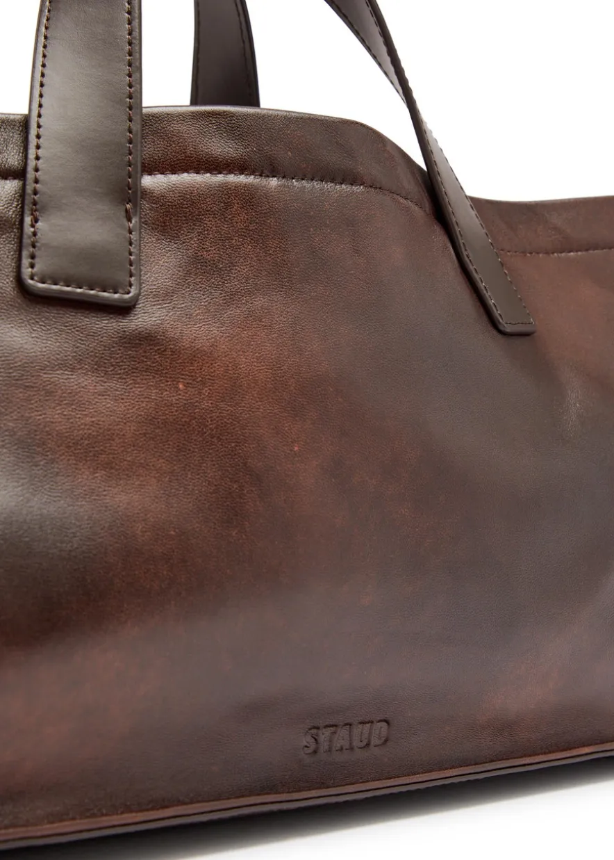 Port leather tote