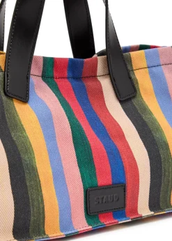 Port striped leather and canvas tote