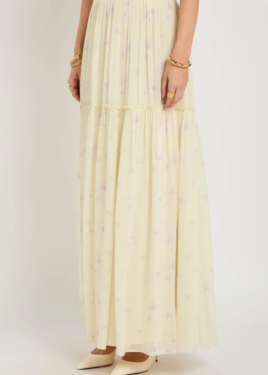 Positano floral-print georgette maxi skirt