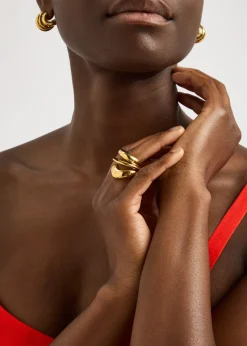 Post-Capital 14kt gold-plated rings - set of three