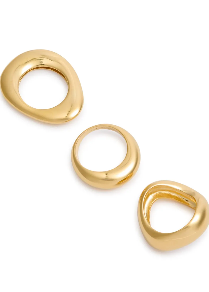 Post-Capital 14kt gold-plated rings - set of three