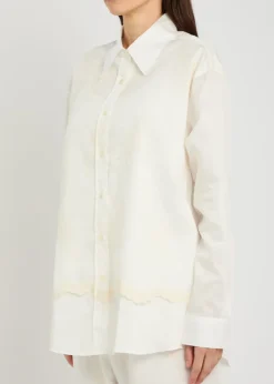 Precious embroidered cotton-poplin shirt