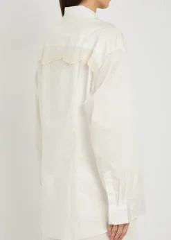 Precious embroidered cotton-poplin shirt