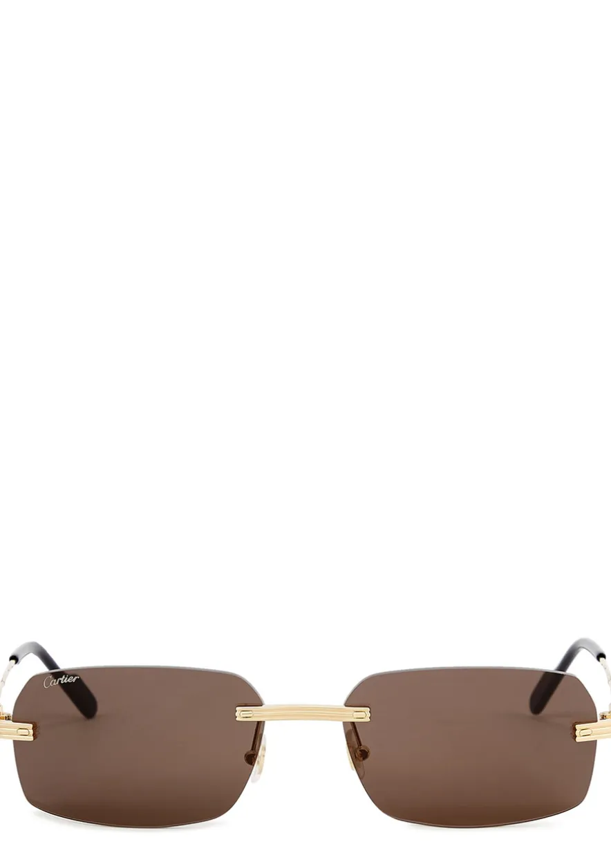 Première De Cartier gold-tone rimless sunglasses