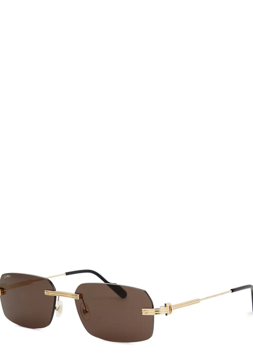Première De Cartier gold-tone rimless sunglasses