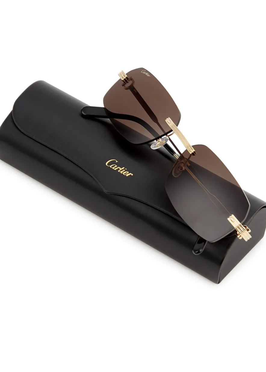 Première De Cartier gold-tone rimless sunglasses