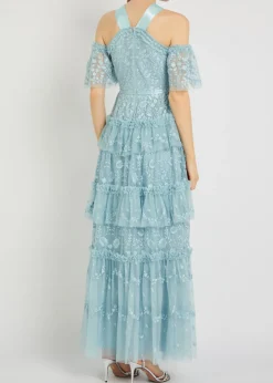 Primrose floral-embroidered tulle gown