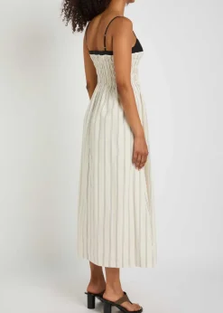 Primrose striped cotton midi dress