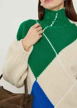 Pringle argyle high-neck wool jumper