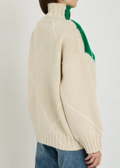 Pringle argyle high-neck wool jumper