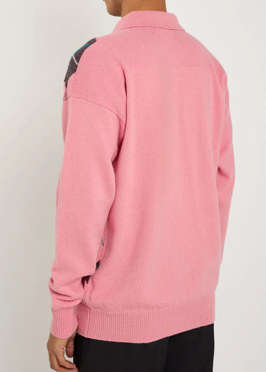 Pringle argyle wool polo jumper