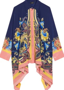 Printed asymmetric silk shirt