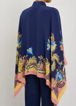 Printed asymmetric silk shirt