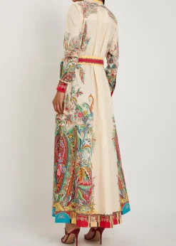 Printed belted cotton-poplin midi shirt dress
