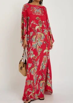 Printed chiffon maxi cover-up dress