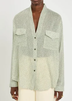 Printed cotton and silk-blend shirt