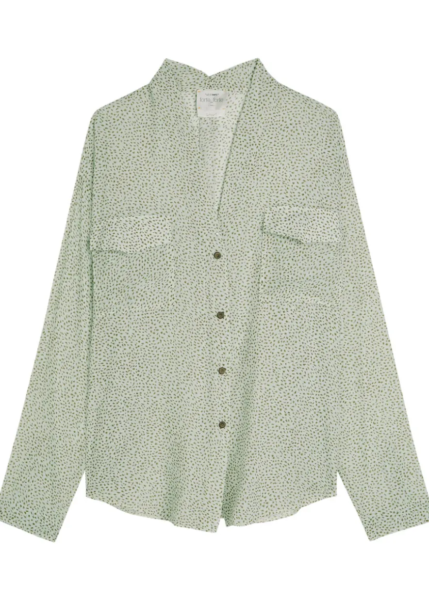 Printed cotton and silk-blend shirt