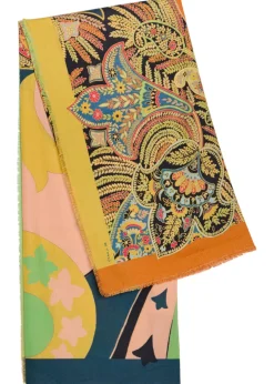 Printed cotton-blend scarf