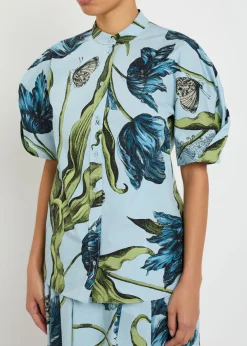 Printed cotton-poplin blouse