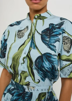 Printed cotton-poplin blouse