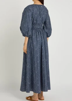 Printed cotton-poplin midi dress