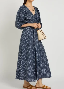 Printed cotton-poplin midi dress
