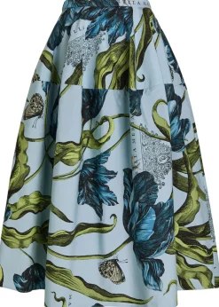 Printed cotton-poplin midi skirt