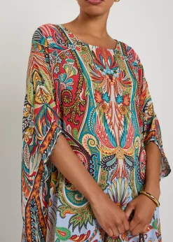 Printed crepe midi beach dress