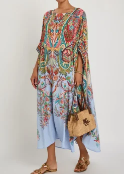 Printed crepe midi beach dress