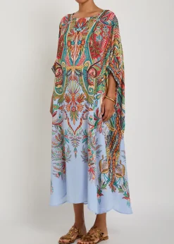 Printed crepe midi beach dress