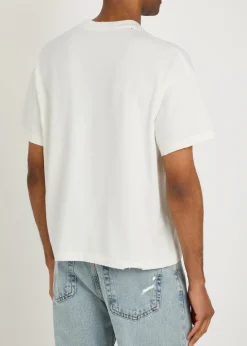 Printed distressed cotton T-shirt