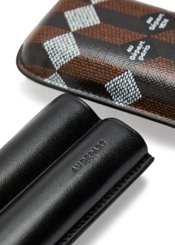 Printed double leather cigar case