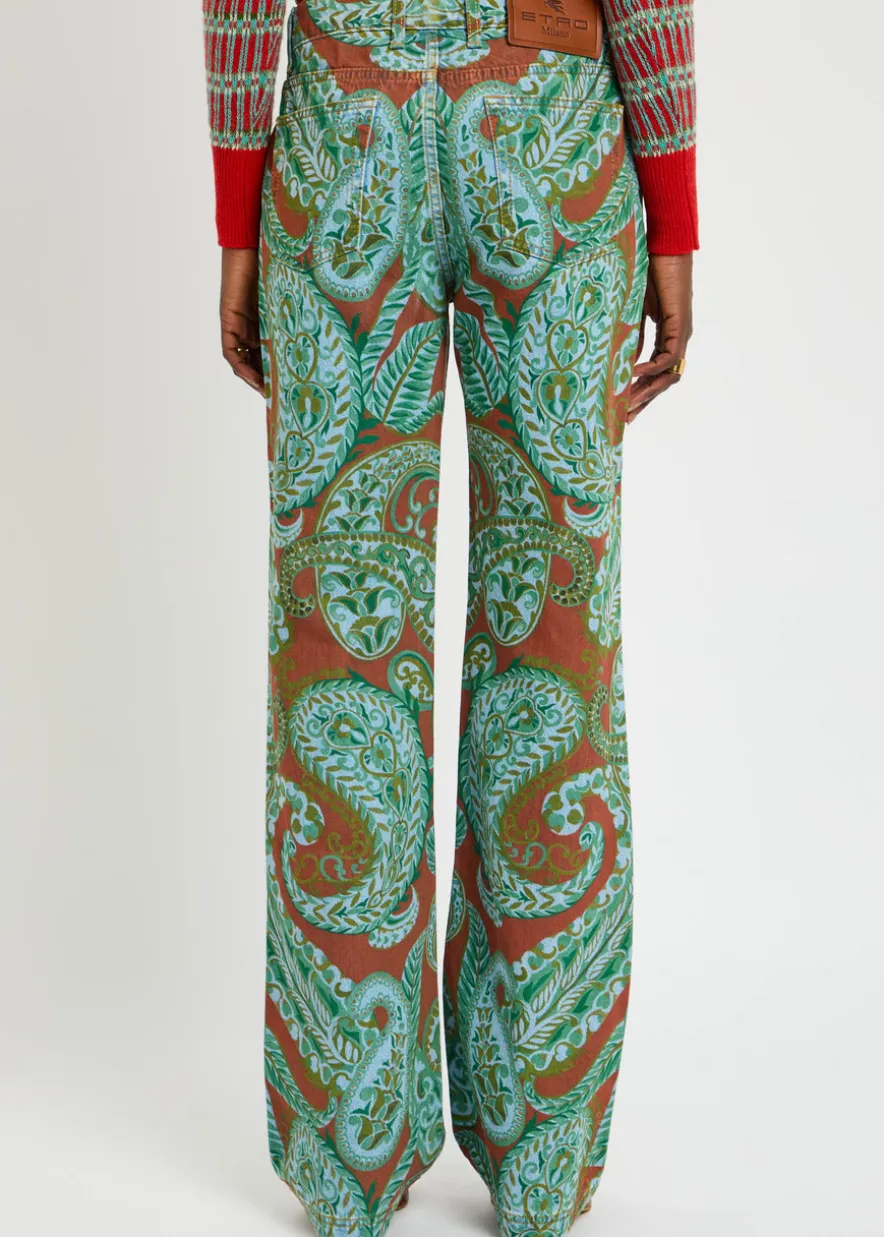 Printed flared-leg jeans