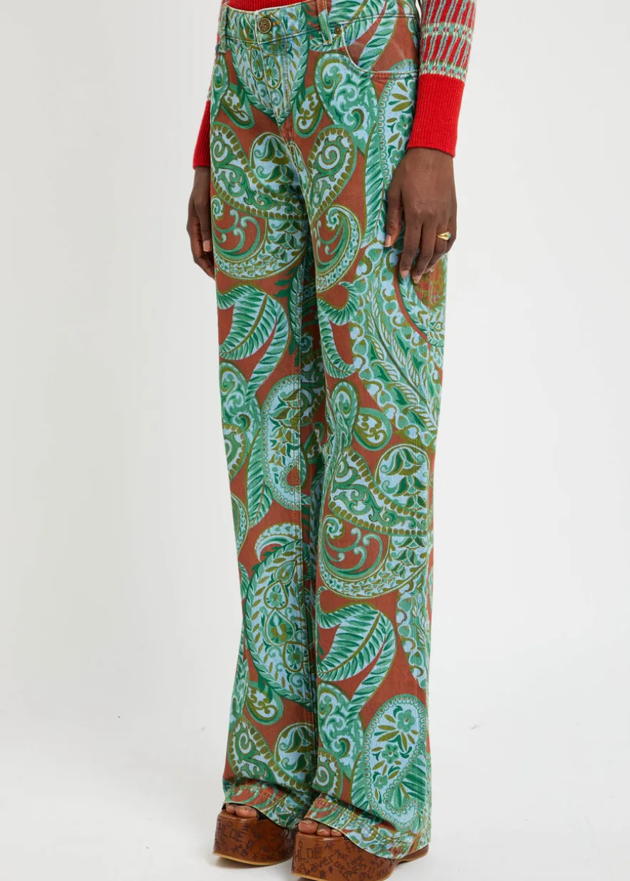 Printed flared-leg jeans