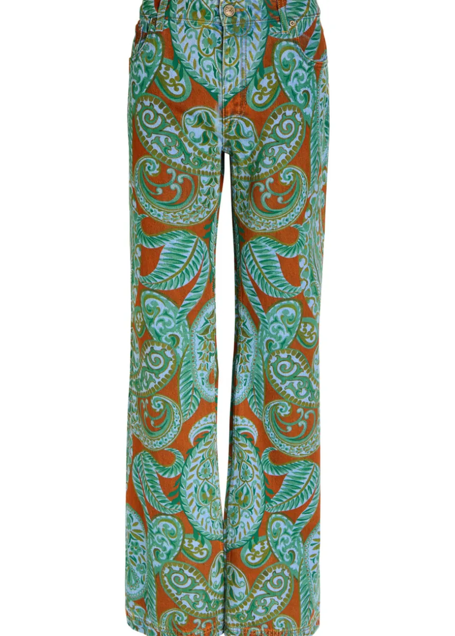Printed flared-leg jeans