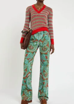 Printed flared-leg jeans