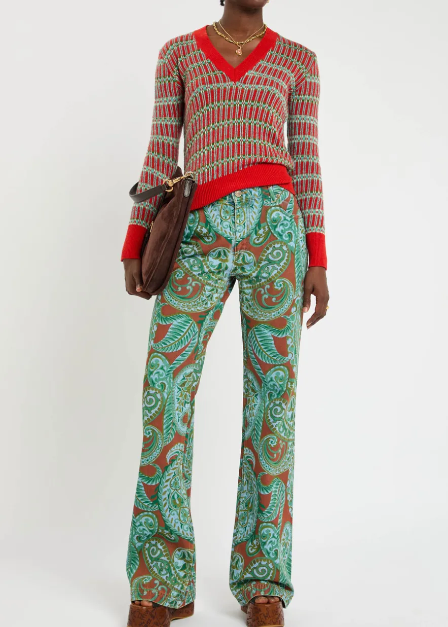 Printed flared-leg jeans
