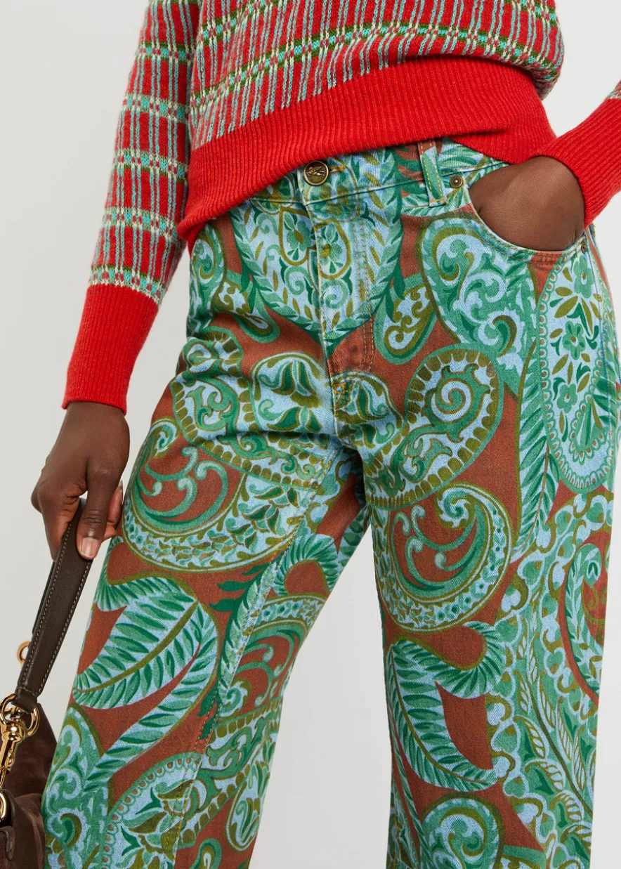 Printed flared-leg jeans