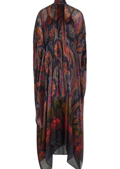 Printed gathered silk-chiffon midi dress