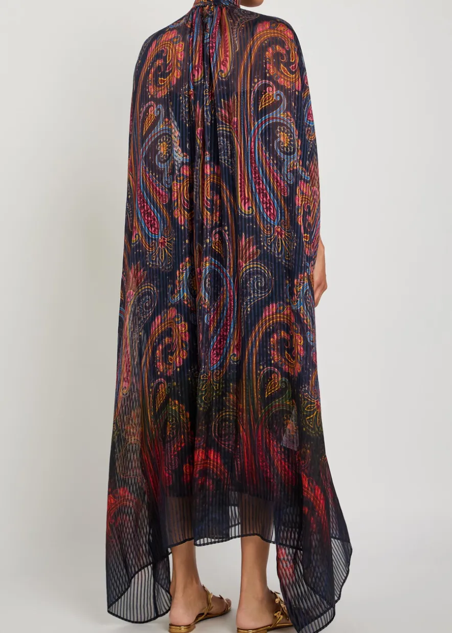 Printed gathered silk-chiffon midi dress