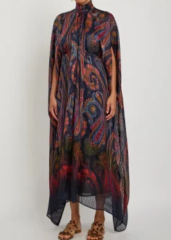 Printed gathered silk-chiffon midi dress