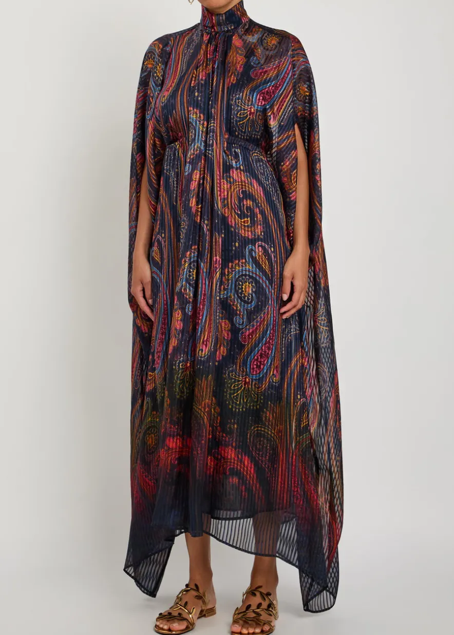 Printed gathered silk-chiffon midi dress