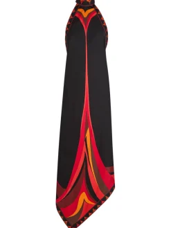 Printed halterneck silk-twill midi dress