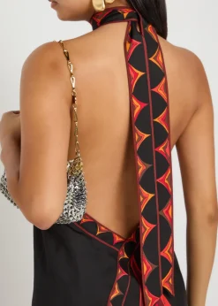 Printed halterneck silk-twill midi dress